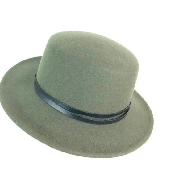 OLIVE GREEN FEDORA HAT - Picture 1 of 5